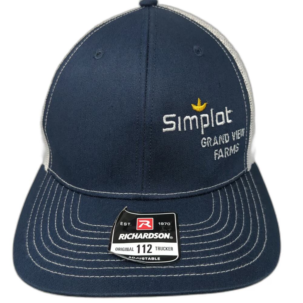 Richardson Trucker Hat Blue One Size Mesh Snapback Simplot Grand View Farms